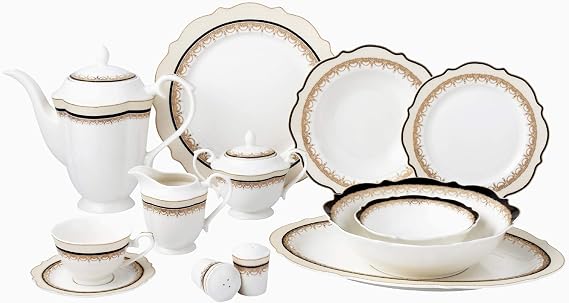 Lorren Home Trends 57 Piece Bone China Dalilah Service for 8