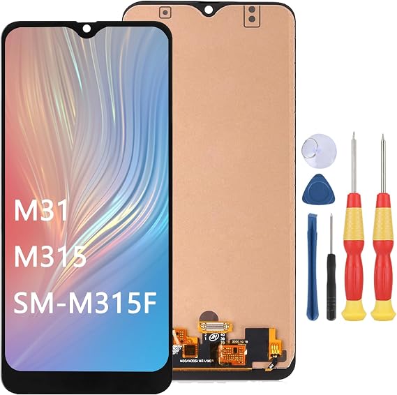 LCD Display Compatible with Samsung Galaxy M31 M315 SM-M315F M315F/DF LCD Display Touch Screen Assembly Repair Replacement Parts with Tools.