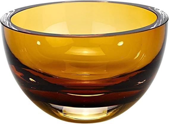 Badash Penelope Crystal Decorative Candy Dish, Crystal Candy Bowl, European Blown Glass Serving Bowl for Nuts, Snacks, 6 Diameter, Amber