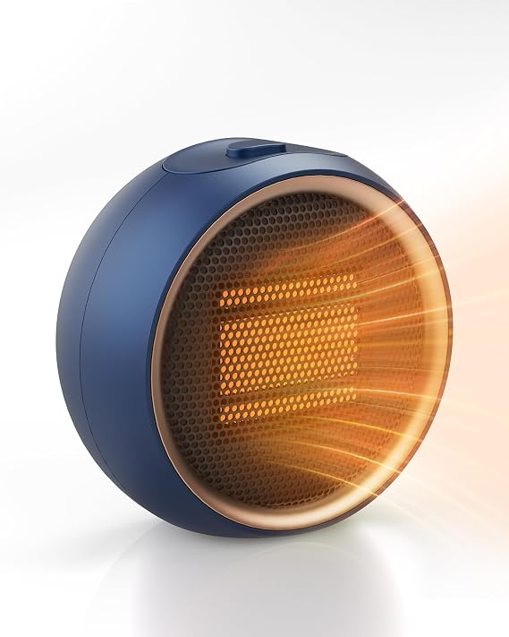 Space Heater for Indoor Use, Portable Electric Heater with 2S Fast Heating & PTC Ceramic, Tip-Over/Overheat Protection, Ultra Quiet Mini Desk Heater for Bedroom, Bathroom, Home Office