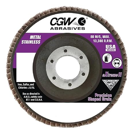 CGW Abrasives PSG Extreme II Flap Discs 42861-4-1/2 X 7/8 T27 PSG 40 XL (Pack of 10)