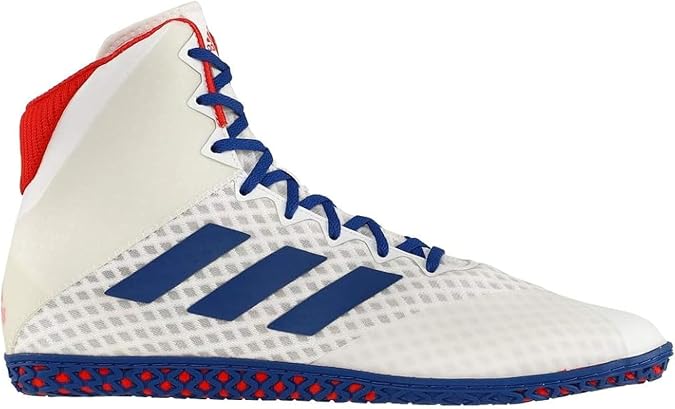 Adidas Mat Wizard 4 Wrestling Shoe, White/Royal/Red, 6.5