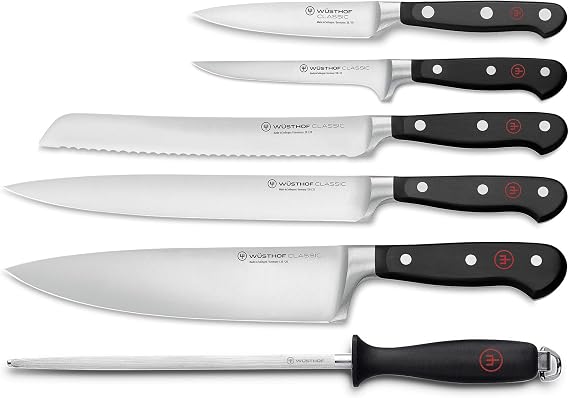 WÜSTHOF Classic Knife Set with 6 Items Black Silver