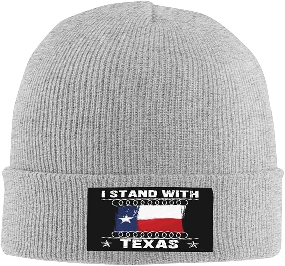 I Stand with Texas Hat Come Take It Barbed Wire Texas Flag Knit Hat for Men Women Warm Winter Hats Beanie Cap