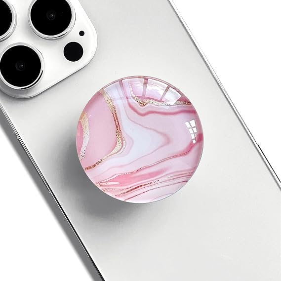 Clear Crystal Glitter Collapsible Phone Grip Stand, Universal Mobile Phone Holder for Smartphones and Tablets (Rose Gold Pink)