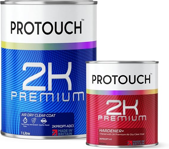PROTOUCH 2K Premium Air Dry Clearcoat 1.5l Kit, 1L Clear Coat with 500ml Hardener, Ultra-Fast Drying, High Gloss Finish