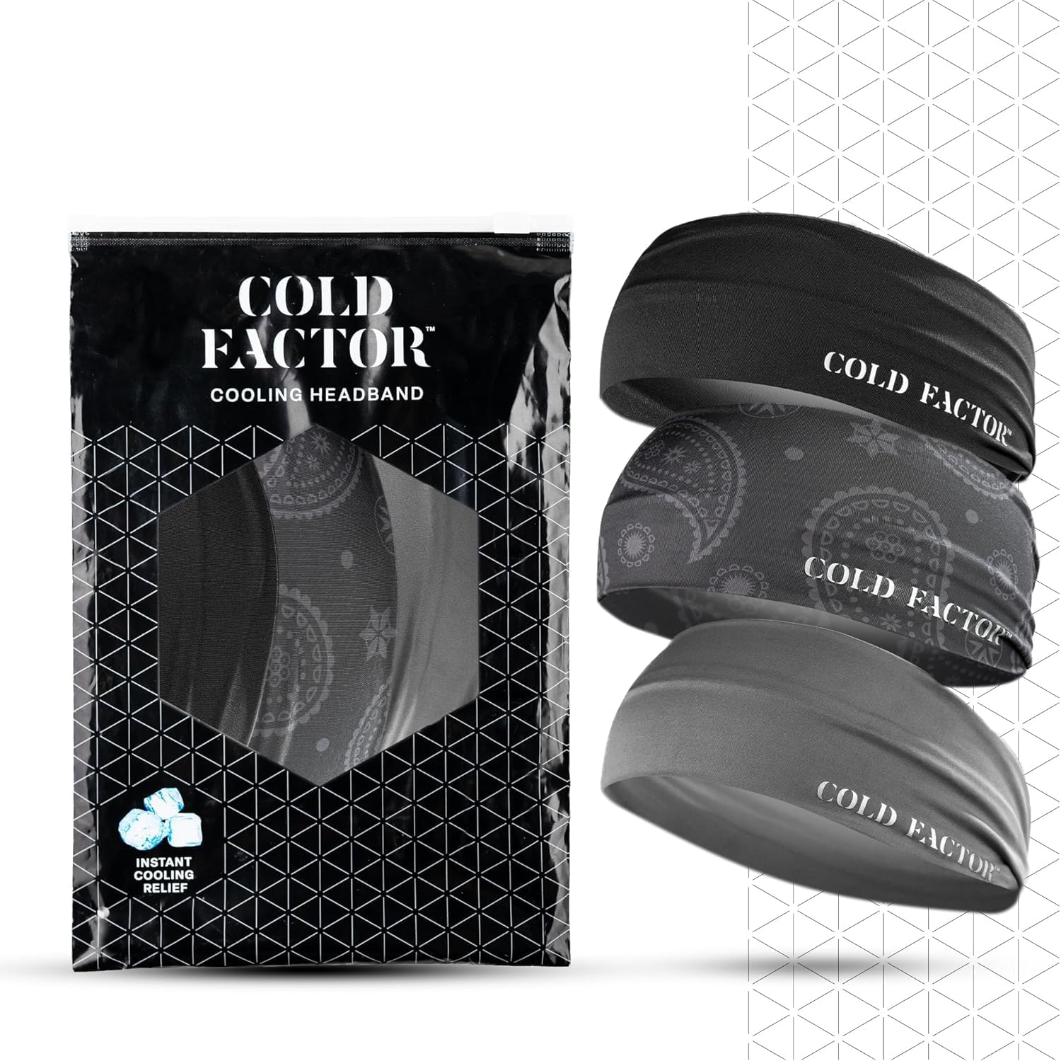 COLD FACTOR Instant Cooling Headband Paisley Pack - 3 Pack
