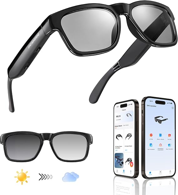 OhO sunshsine AI Glasses, Bluetooth Audio Sunglasses with 10H Playtime, ChatGPT Translation & Water Resistant Open Ear Glasses