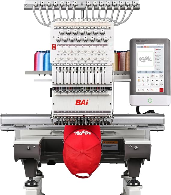 BAI The Mirror 15 Needle 20"x14" Large Area Commercial Embroidery Machine,1200 SPM High Speed & 850 SPM on Hats,Institch OS5 Intuitive Control,Software Included,Local Tech Support