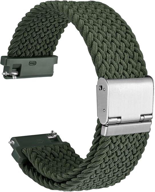 WOCCI Braided Nylon Watch Straps with Adjustable Buckle, Woven Sport Loop for Men and Women, Band Width 16mm 18mm 19mm 20mm 21mm 22m 24mm