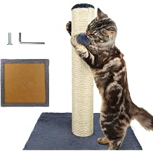Tall Cat Scratching Post, 40cm Sisal Climbing Tree with Hanging Ball, Plush Base, Cat Scratch Post, Cat Scratcher Tower, Furniture Scratching Deterrent Sisals Scratch Pole for Indoor Kittens & Pets