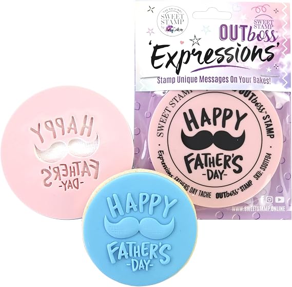 Sweet Stamp by AmyCakes Outboss Plastic Expression Stamp, Mustache Happy Father's Day