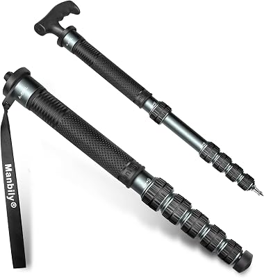 Manbily A-666L Camera Monopod - 32mm Aluminum Tube With Walking Stick Handle for DSLR Cameras Canon Sony Nikon - 69 Travel Monopod, 33 lbs15kg Payload