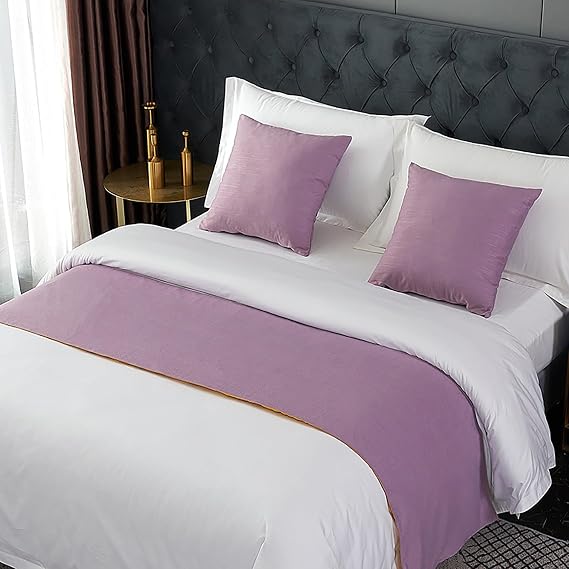 Bed Runner, Twin, Queen, King, Modern Light Luxury Hotel Bed End Scarf for King Size Bed Solid Color Smooth Comfort Bed Runners & Scarves(A-Purple,50 * 180cm for 120cm Bed)