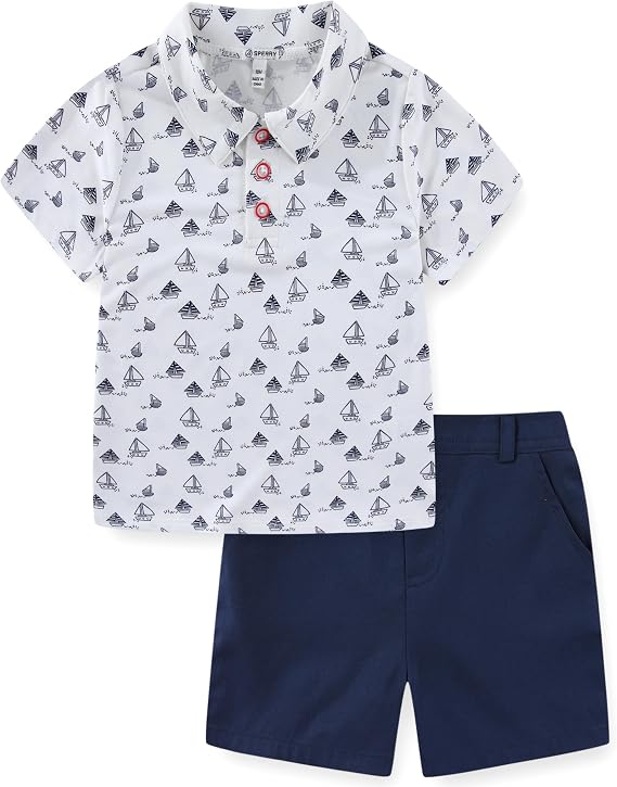 Sperry Baby Boys Short Sleeve Polo Shirt and Short Set for Infant to Toddlers