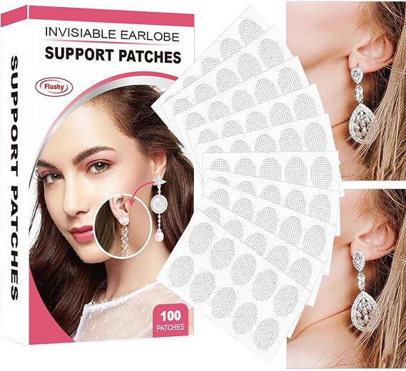 Clear Ear Lobe Support Patches - Waterproof | 100pcs/200pcs Invisible Heavy Earring Stickers, Comfortable and Discreet Support for Split Ears