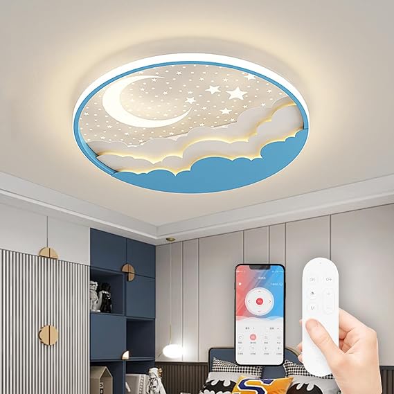 LED Ceiling Light for Kids Room, 50cm Creative Cartoon Ceiling Light with Remote Control [Energy Class B]