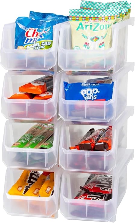 ReadySpace Plastic Containers for Organizing and Storage Bins for Closet, Kitchen, Office, Toys, or Pantry Organization, Medium, 8-Pack, Clear