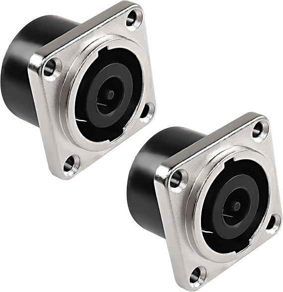 MEIRIYFA NL8MPR Speakon Panel Mount Socket Connector 8 Pole Female Audio Speakon Square Jack D-Type Silver-Plated Twist Lock Adapter for NL8FC, NL8FX, NLT8X, NL8FC, NL8FX (2PCS)