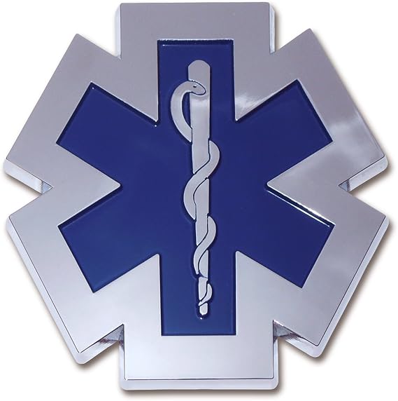 Elektroplate EMS Star of Life Symbol OEM Chrome Emblem for Cars, Trucks, and All Auto | Universal Fit at 2.8" x 2.8" | Weatherproof