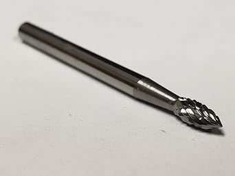 11051 Micro Grain Solid Carbide Flame Burr, Double Cut, Shape H SH-41, 1/8" Shank Diameter, 1/8" Head Diameter, 1/4" Cutting Length (Pack of 1)
