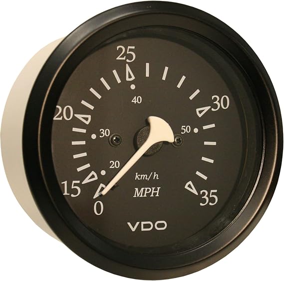 VDO 260-11796 Cockpit Marine Black 35MPH 3 3/8" (85mm) Pitot Speedometer - Black