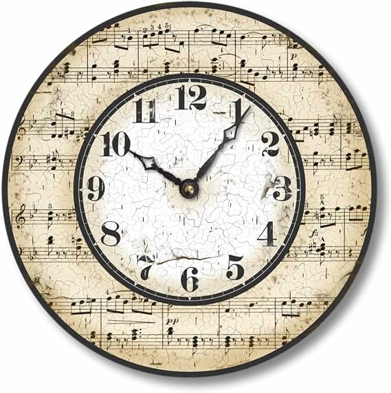 Item C2005 Vintage Style Music Notes Clock (10.5 Inch Diameter)