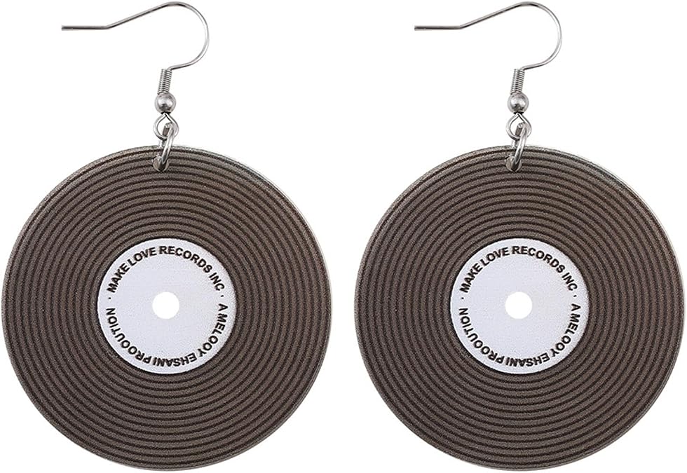 Records Earrings for Women 1950's Rock 'N' Roll Women's Vinyl Record Dangle Earrings Player DJ Rock 50s 60s 70s Classi Music Circle Record Drop Earrings