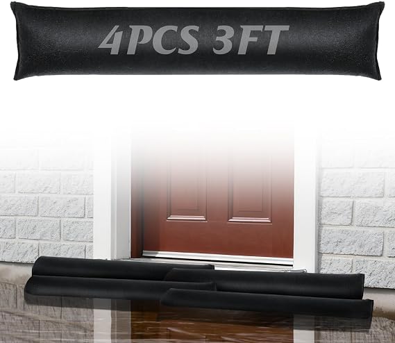 4 Pack 3ft Sandless Flood Barriers for Home - Water Activated Barrier Sand Bags for Flooding Home Exterior Doors Garage Basement