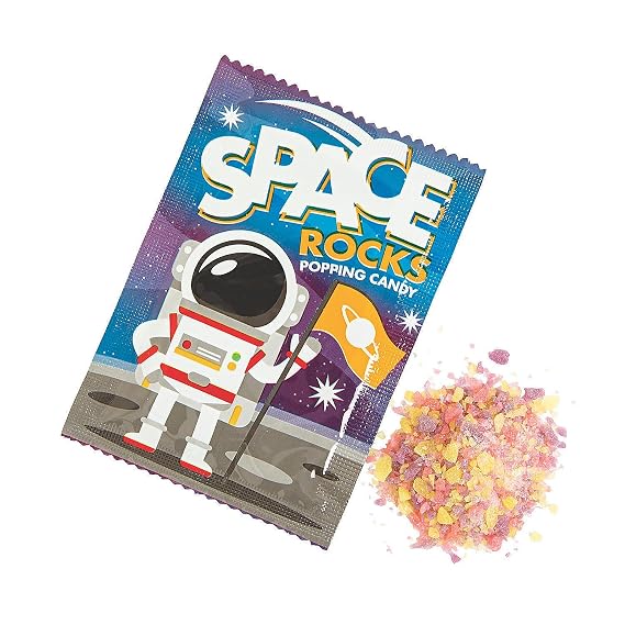 Fun Express Pop Rocks Space Rock Candy Bulk 36 Pack Blue | Popping Candy, Individually Wrapped, Party Favors, Pinata Candy & Goodie Bags, Mini Packs for Kids Birthday