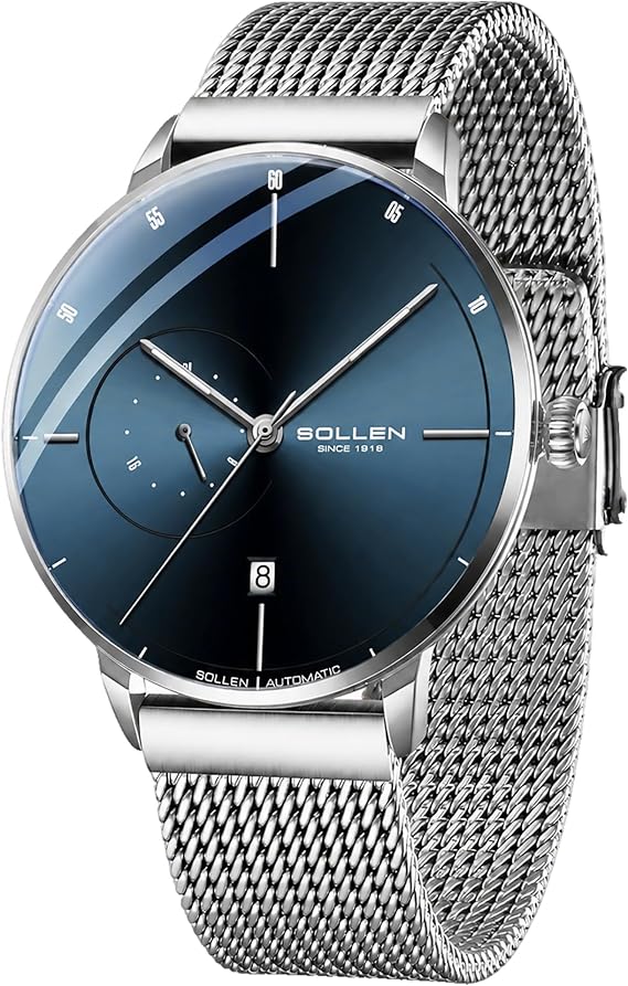 SOLLEN Men's Automatic Watches Luxury, Minimalist Automatic Watches for Men | Original Mechanical Movement,Water Resistant,Luminous Hands,Calendar & 24-Hour Display,Self-Winding Wristwatch for Men