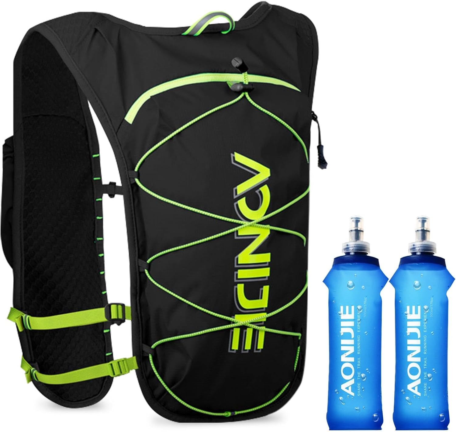 Hydration Backpack, Geila Running Hydration Vest, Marathon Trail Running Backpack with 2 TPU soft flask, Breathable Rucksack Outdoors Sport Marathoner Running Vest, Light Water Backpack