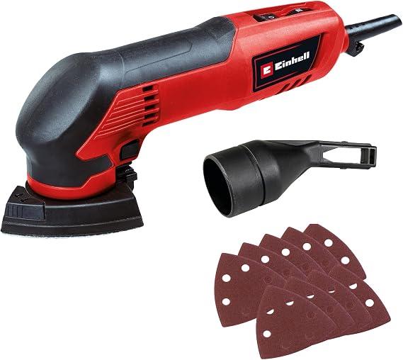 Einhell Delta sander TC-DS 20 E | 200 W | 2 mm oscillation | up to 22000 rpm | speed adjustment | hook and loop | 6 abrasives