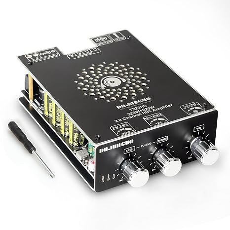 T220HS Power Amplifier Board with Subwoofer 2.0 Channel 220W2, 12V-36V Audio Power Amplifier Module with Treble and Bass Control