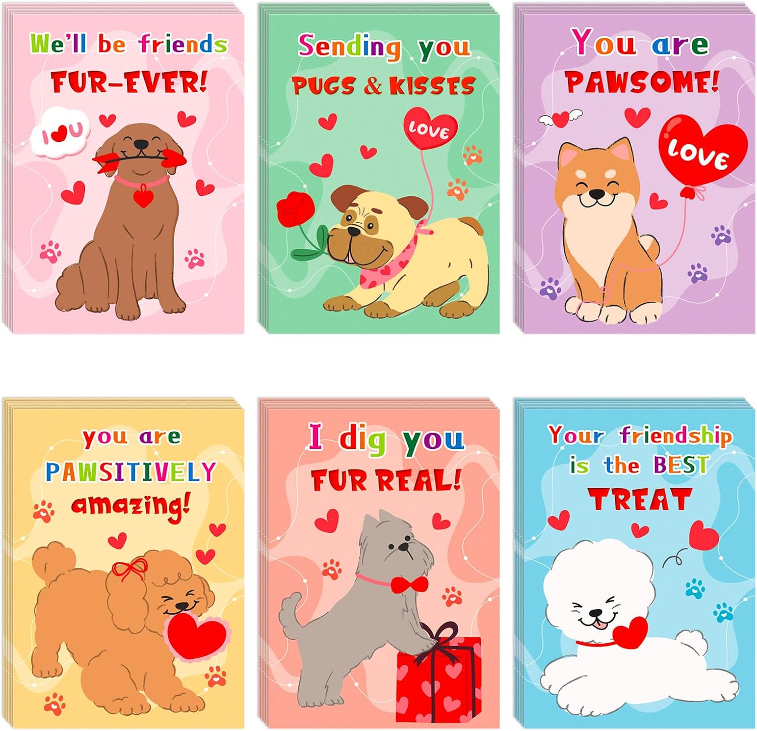 HEYINSHEN 48 Pcs Valentines Cards for Kids Valentines Day Cards for Kids School Valentines Gift Tags Cards for School Class Exchange Valentines Day Cards for Kids Classroom Valentines Day Kids