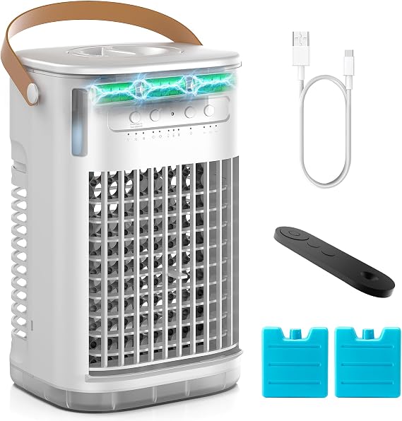 Mini Air Cooler For Indoor/Outdoor Use, 60Swing And 7 Color Lights, 7H Timer For Smart Auto-off, USB Powered03