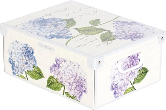 Lavatelli Cardboard Storage Boxes with Lid Hydrangeas 32x42x17.5cm Bedroom