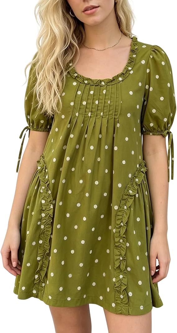 Women Puff Sleeve Princess Tulle Mini Dress Fluffy Fairy Party Prom Dress | Women Short Puff Sleeve Princess Tulle Dress Square Neck Fluffy Mesh Fairy Mini Dress Bubble Sleeve Babydoll Party Prom Dress
