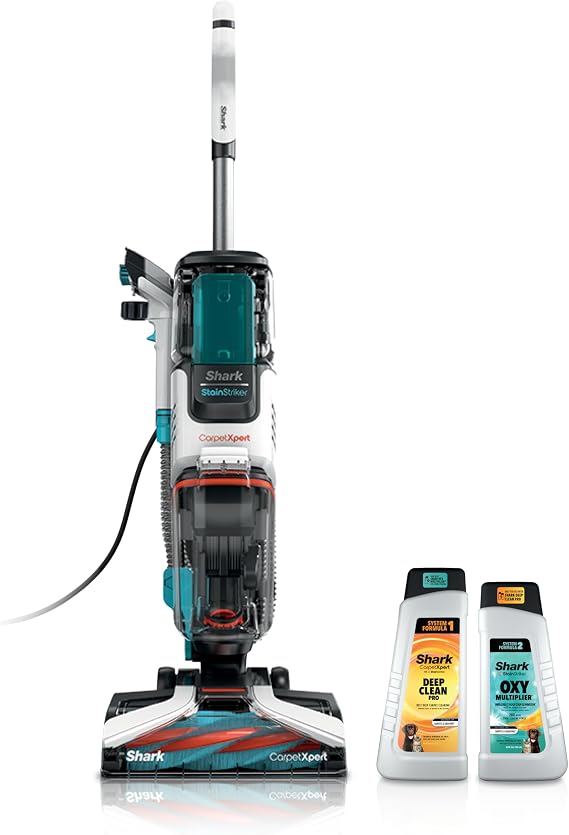 Shark EX201 CarpetXpert Upright Carpet Cleaner with StainStriker, Built-in Spot & Stain Cleaner&48oz Deep Clean Pro Formula (EXCM48) & 32oz OXY Multiplier Formula (EXOX32)