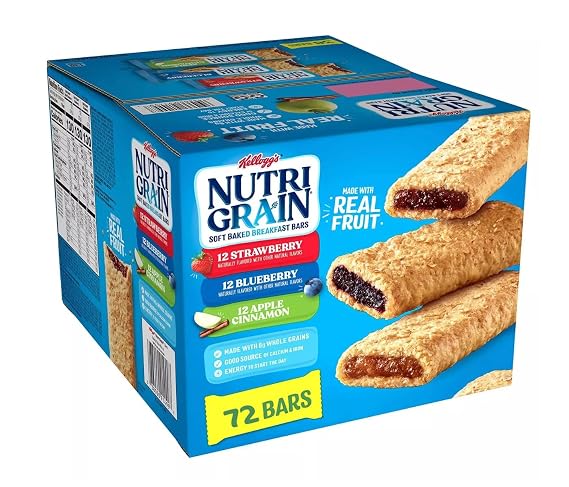 Soft Baked Breakfast Bars, Made with Whole Grains, Kids Snacks, Variety Pack (72 Bars)