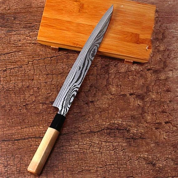 Professional Japanese Chef Knife Sashimi Sushi Salmon Knife One Sided Knifes Sashayed Cooking Knife Sharp Blade Cleaver Slicer Stainless Steel Kitchen Knives Tools (Sashimi Knife(Left-Handed Knife))