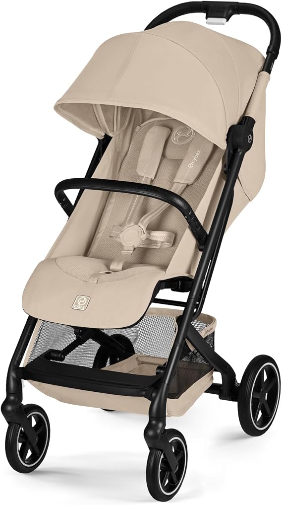CYBEX Gold BEEZY Pushchair with Ergonomic Reclining Position, from Birth to Approx. 4 Years (max. 22 kg), Compact fold, one-Hand Harness System, Almond Beige