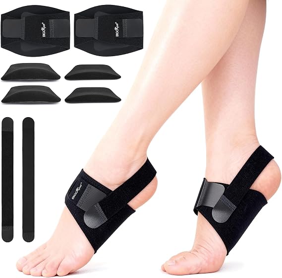ERGOfoot Arch Support Inserts for Women,2 Adjustable Heights Gel Pads,Black