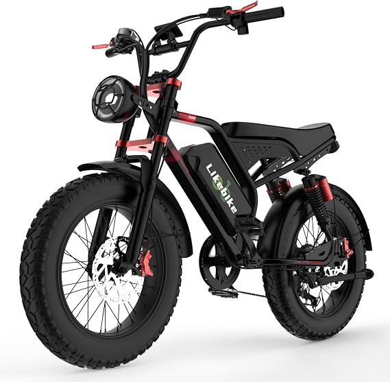 Likebike Electric Bike for Adult, 1500/3000W Peak Motor 48V20/33AH Battery | Fat Tire, 80-120 Miles Long Range, Dual Suspension, 7-Speed Gears, LCD Display, Suitable for Commuters and Beginner Cyclists