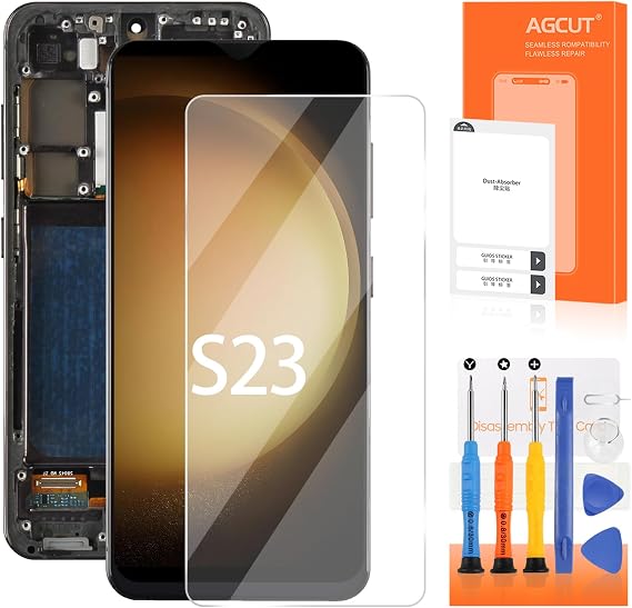 INCELL for Samsung Galaxy S23 Screen Replacement for Samsung S23 LCD Digitizer SM-S911B SM-S911U LCD Display Touch Screen Assembly Black with Frame (No Fingerprint)