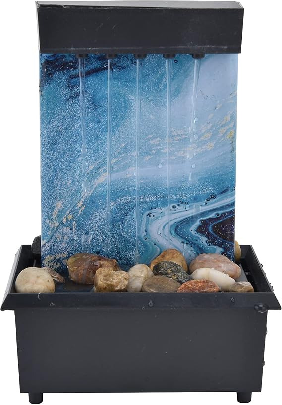 Tabletop Fountain USB Desktop Small Water Fountain Indoor Waterfall Fountain Mini Modern Style Fountain with LED Light for Feng Shui Meditation Zen Office Decoration Gift