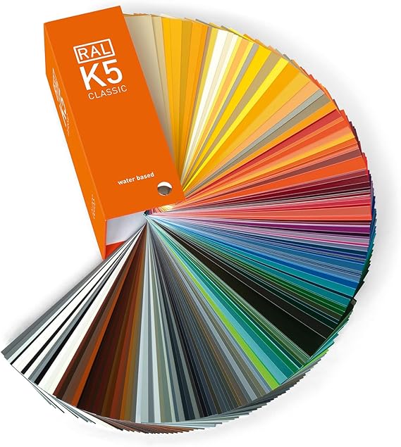 RAL K5 Color Chart, 215 Full Page Color Swatches, Gloss, 8 Languages