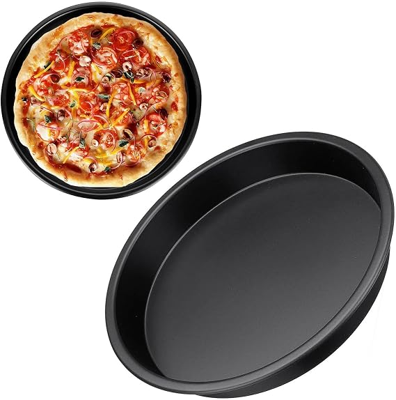 8 inch Baking Tray Non Stick Bakeware Pizza Pan Carbon Steel Pizza Oven Tin Round Pizza Oven Sheet Pan for Baking Oven, Pie Dish, Home Kitchen