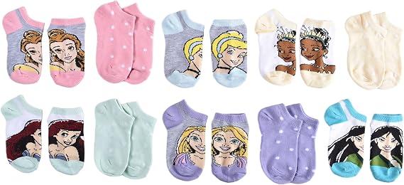 Disney Princess Girls' No Show Socks