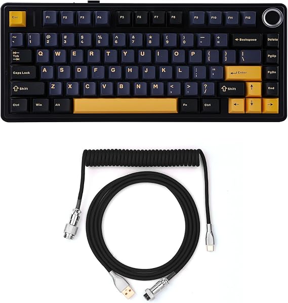 EPOMAKER x Aula F75 Gasket Mechanical Keyboard+Mix 1.8m Coiled Keyboard Cable with Detachable Metal Aviator